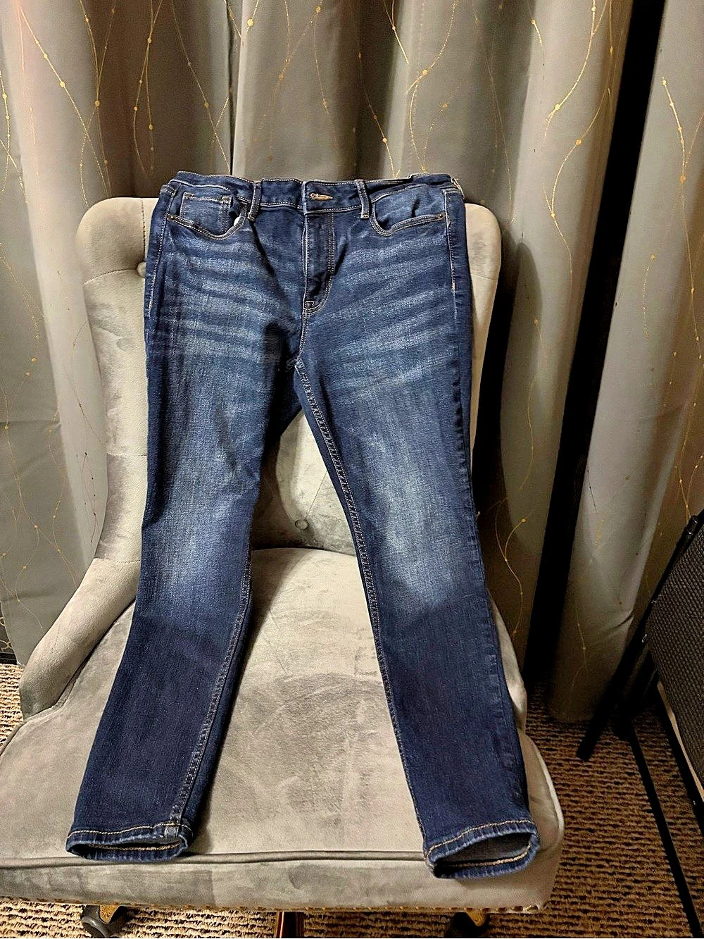 Old Navy Mid-Rise Super-Skinny Rockstar Skinny Jeans in Blue Size 6P20